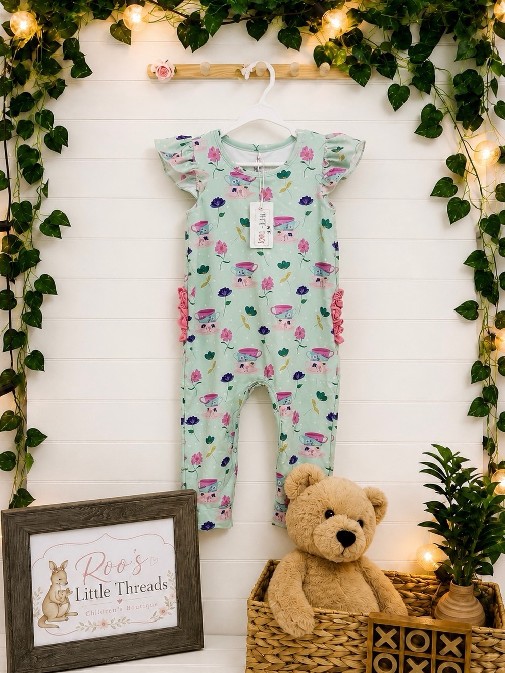 Pete + Lucy “Tea Party” One-Piece for Toddlers’ Size: 12-18M
